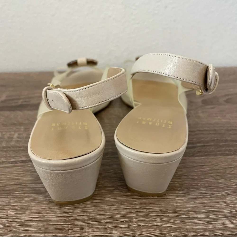 Stuart Weitzman Vintage Translucent Peep Toe Bow Slingback Sandals, Size 6.5N